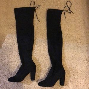 Suede thigh high boots